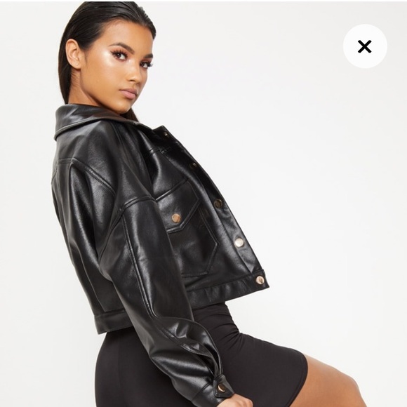 Coats | Plt Cropped Pu Trucker Jacket 